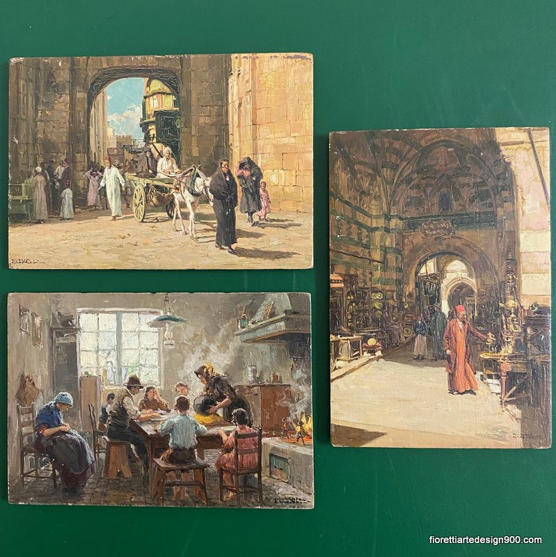 Giuseppe Gheduzzi n.3 impressioni olio su tavoletta